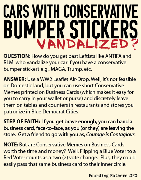 Cars with Conservative Bumper Stickers ... Vandalized