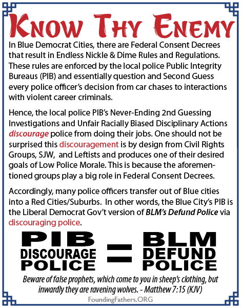 Know thy Enemy: PIB Discourage Police = BLM Defund Police