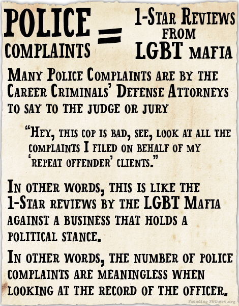 Police Complaints = 1-Star Reviews from LGBT Mafia