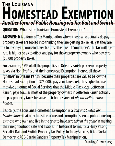 The Louisiana Homestead Exemption - Another Form of Public Housing via Property Tax Bait-and-Switch
