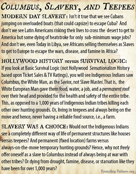 Columbus, Slavery, and Teepees