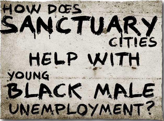 How does Sanctuary Cities help with Young Black Male UnEmployment?