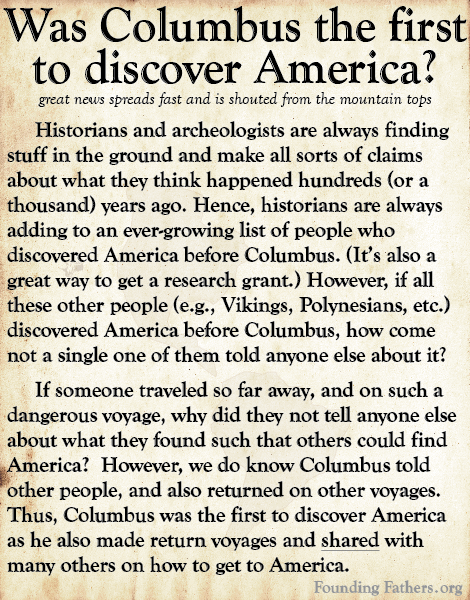 Was Columbus the first to discover America? - great news spreads fast and is shouted from the mountain tops