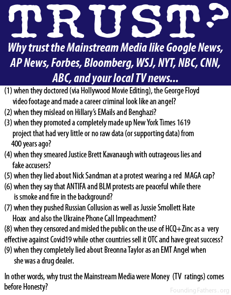 TRUST? - Why trust the Mainstream Media’s when they...