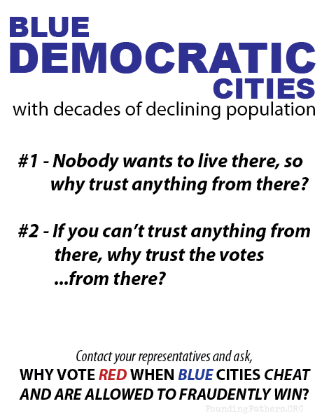 Blue Democratic Cities - Nobody wants to live there, Hence, why trust votes from there?