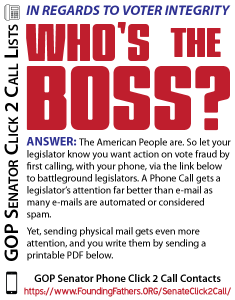 In regards to Voter Integrity,  Who's the boss? - GOP Senator Click 2 Call Lists