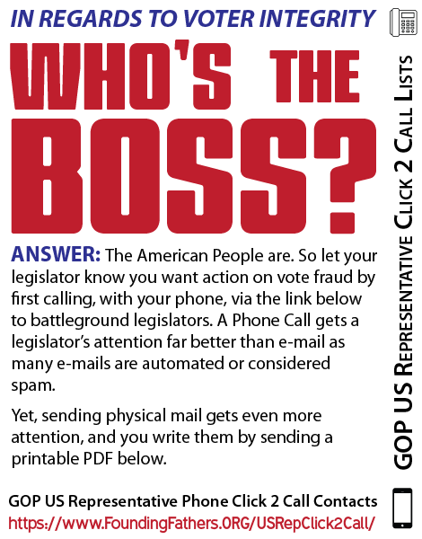 In regards to Voter Integrity,  Who's the boss? - GOP U.S. Representative Click 2 Call Lists