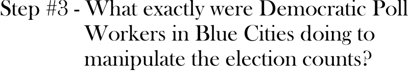 Step #3 - What exactly were Democratic Poll Workders in Blue Cities doing to manipulat the election counts?