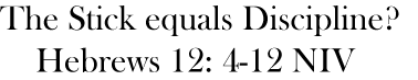 The Stick equal  Disciiplne? - Hebrews 12: 4-12 NIV